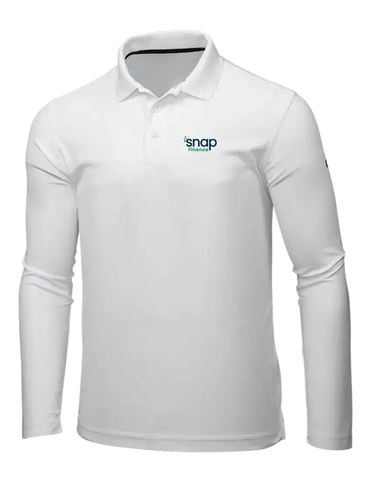 OGIO Bright White Caliber 2.0 Long Sleeve Polo w/Snap Finance Logo