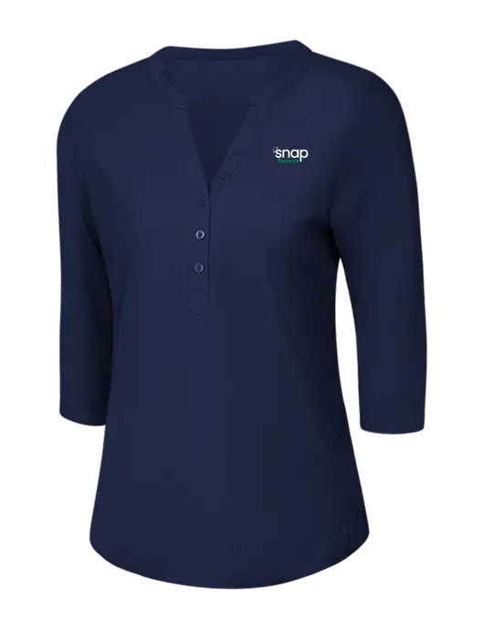 OGIO Navy Jewel Henley w/Snap Finance Logo