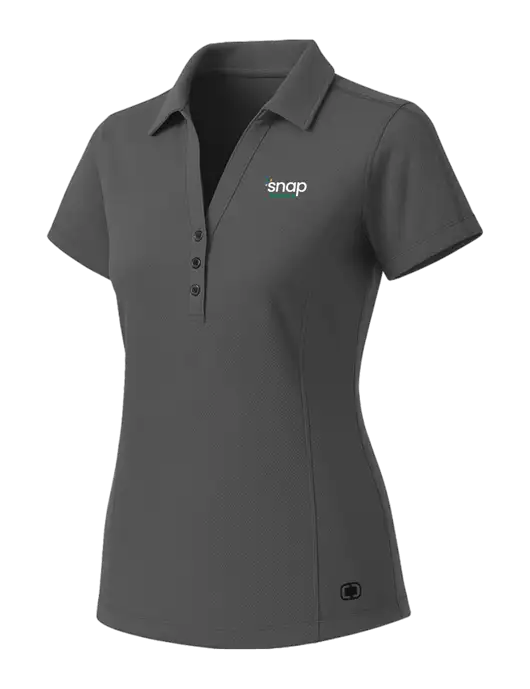 OGIO Womens Medium Grey ONYX Polo w/Snap Finance Logo