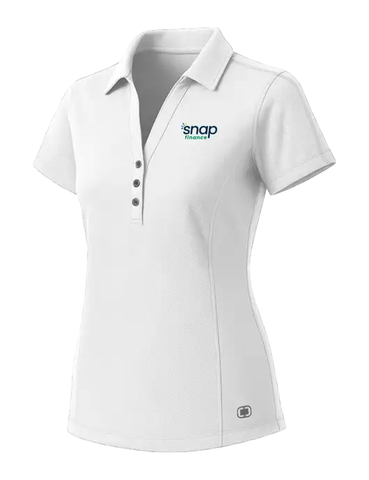 OGIO Womens White ONYX Polo w/Snap Finance Logo