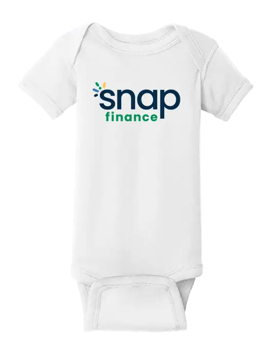 Rabbit Skins White Infant Short Sleeve Baby Rib Bodysuit w/Snap Finance Logo