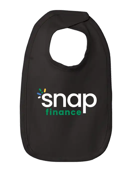 Rabbit Skins Black Infant Premium Jersey Bib w/Snap Finance Logo