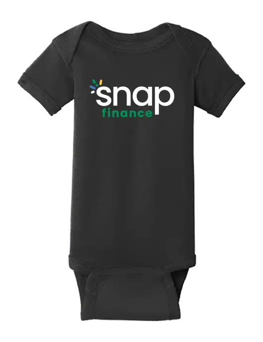 Rabbit Skins Black Infant Short Sleeve Baby Rib Bodysuit w/Snap Finance Logo