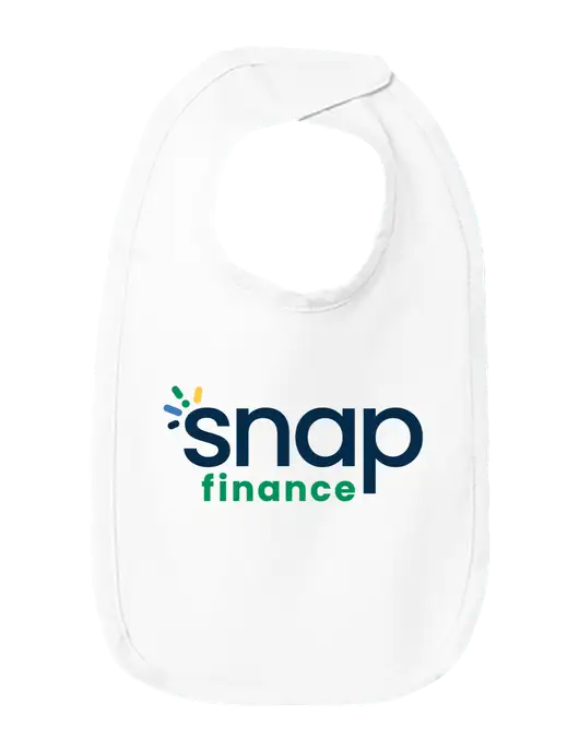 Rabbit Skins White Infant Premium Jersey Bib w/Snap Finance Logo