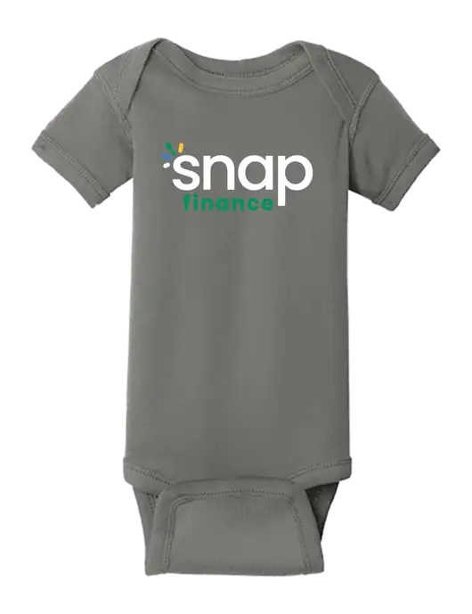 Rabbit Skins Charcoal Infant Short Sleeve Baby Rib Bodysuit w/Snap Finance Logo