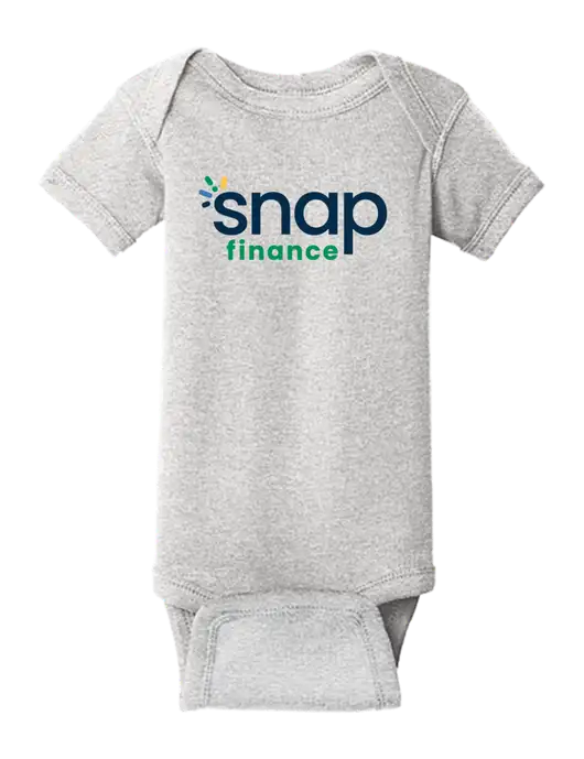 Rabbit Skins Light Grey Heather Infant Short Sleeve Baby Rib Bodysuit w/Snap Finance Logo