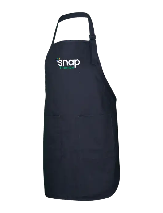 Full-Length Black Apron With Pockets w/Snap Finance Logo