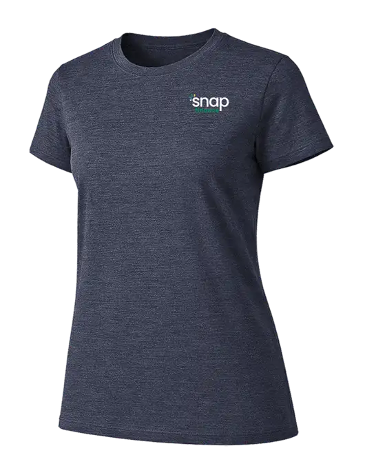 Womens Ring Spun Heather Navy 4.5 oz T-Shirt w/Snap Finance Logo