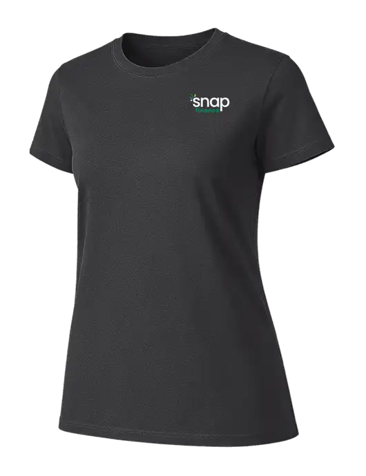 Womens Ring Spun Charcoal 4.5 oz T-Shirt w/Snap Finance Logo