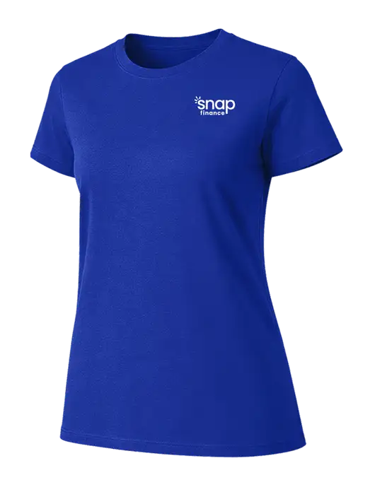 Womens Ring Spun Royal 4.5 oz T-Shirt w/Snap Finance Logo