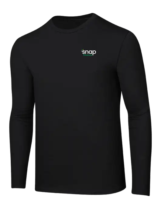Ring Spun Jet Black 4.5 oz Long Sleeve T-Shirt w/Snap Finance Logo