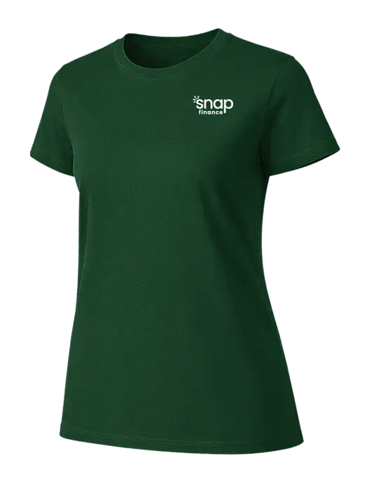 Womens Ring Spun Forest Green 4.5 oz T-Shirt w/Snap Finance Logo
