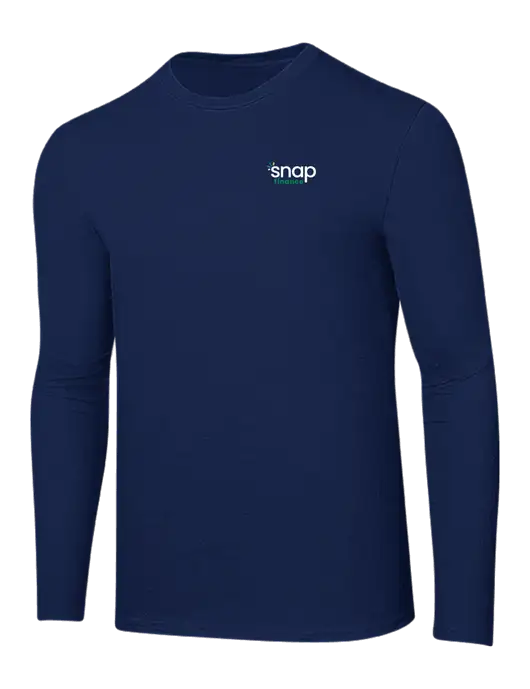 Ring Spun Navy 4.5 oz Long Sleeve T-Shirt w/Snap Finance Logo