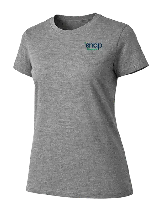 Womens Ring Spun Light Grey Heather 4.5 oz T-Shirt w/Snap Finance Logo
