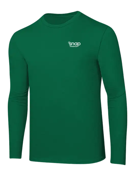 Ring Spun Kelly Green 4.5 oz Long Sleeve T-Shirt w/Snap Finance Logo