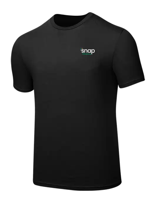 Seriously Soft Black T-Shirt w/Snap Finance Logo