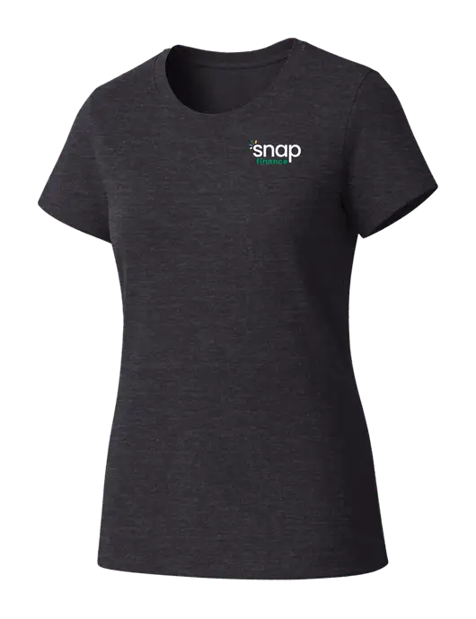 Womens Seriously Soft Heathered Charcoal T-Shirt w/Snap Finance Logo