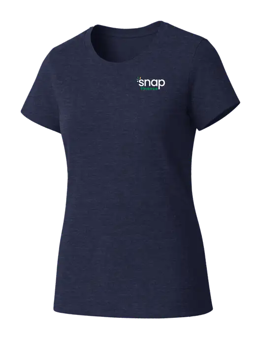 Womens Seriously Soft Heathered Navy T-Shirt w/Snap Finance Logo