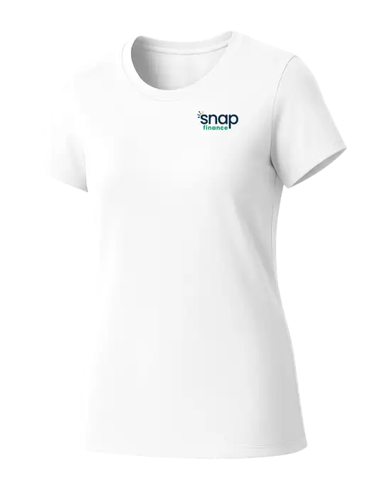 Womens Seriously Soft White T-Shirt w/Snap Finance Logo
