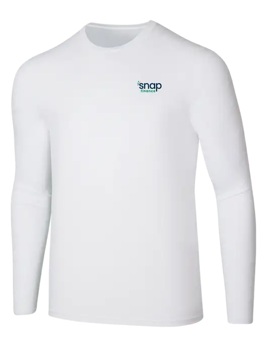 Seriously Soft White Long Sleeve T-Shirt w/Snap Finance Logo