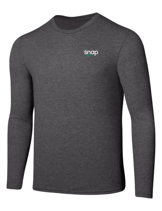 Seriously Soft Heathered Charcoal Long Sleeve T-Shirt w/Snap Finance Logo
