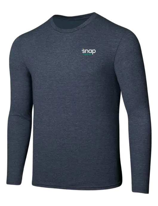 Seriously Soft Heathered Navy Long Sleeve T-Shirt w/Snap Finance Logo