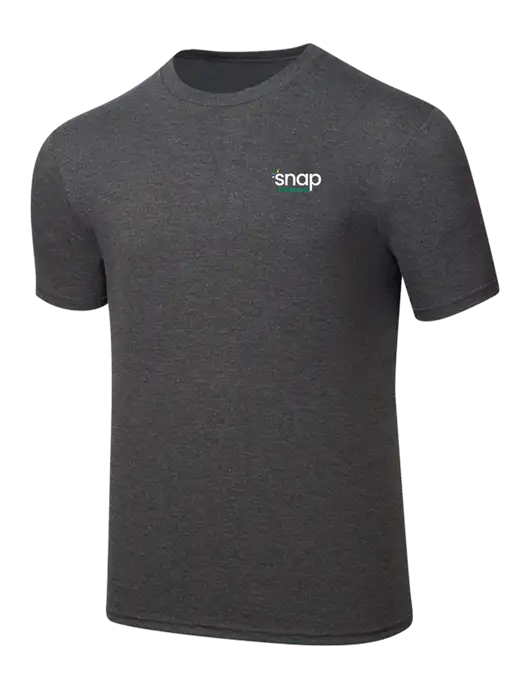 Simply Soft Heathered Charcoal 4.5oz  Poly/Combed Ring Spun Cotton T-Shirt w/Snap Finance Logo