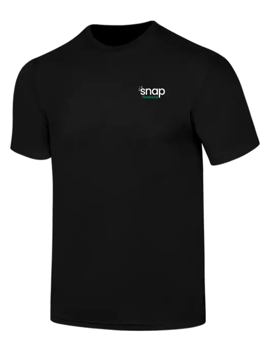 Simply Soft Black 4.5oz  Poly/Combed Ring Spun Cotton T-Shirt w/Snap Finance Logo