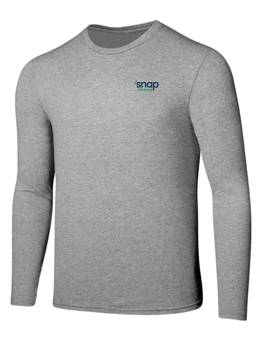 Seriously Soft Light Heathered Grey Long Sleeve T-Shirt w/Snap Finance Logo