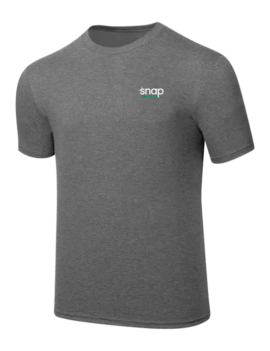 Simply Soft Heathered Medium Grey 4.5oz  Poly/Combed Ring Spun Cotton T-Shirt w/Snap Finance Logo