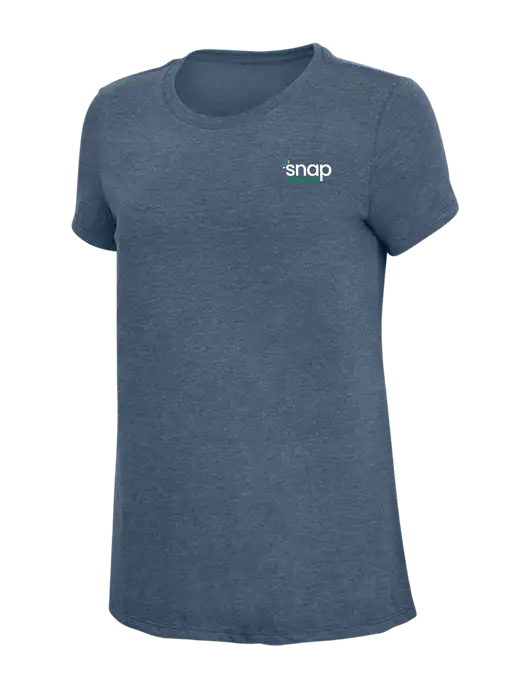 Womens Simply Soft Navy Frost 4.5oz  Poly/Combed Ring Spun Cotton T-Shirt w/Snap Finance Logo