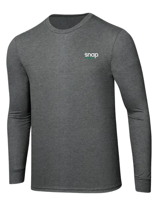 Simply Soft Long Sleeve Medium Grey Frost 4.5 oz, Poly/Combed Ring Spun Cotton T-Shirt w/Snap Finance Logo