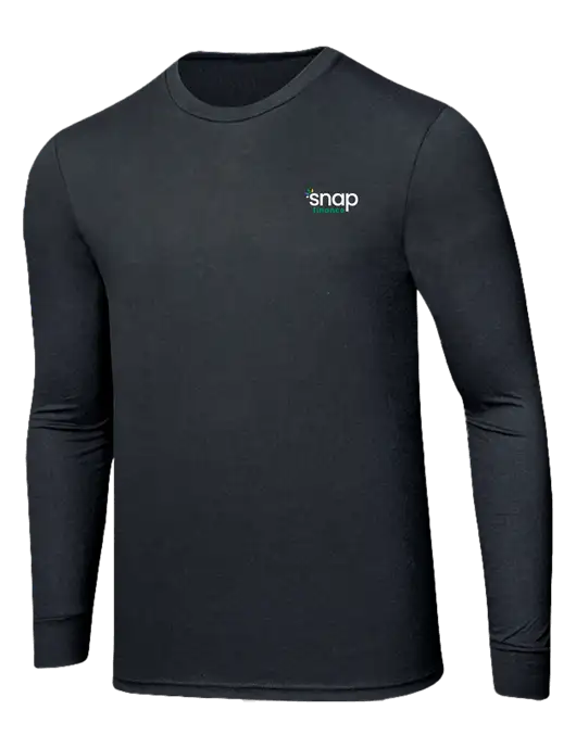 Simply Soft Long Sleeve Black Frost 4.5 oz, Poly/Combed Ring Spun Cotton T-Shirt w/Snap Finance Logo