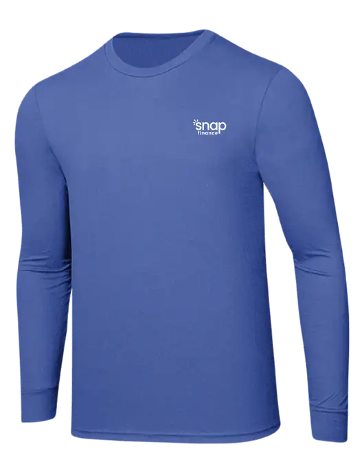 Simply Soft Long Sleeve Royal Frost 4.5 oz, Poly/Combed Ring Spun Cotton T-Shirt w/Snap Finance Logo