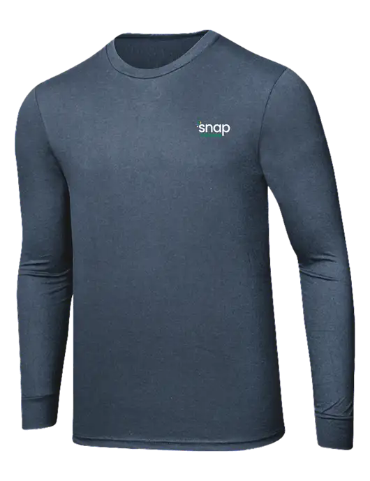 Simply Soft Long Sleeve Navy Frost 4.5 oz, Poly/Combed Ring Spun Cotton T-Shirt w/Snap Finance Logo