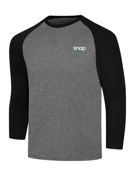 Simply Soft 3/4 Sleeve Black Frost/Grey Frost Ring Spun Cotton T-Shirt w/Snap Finance Logo