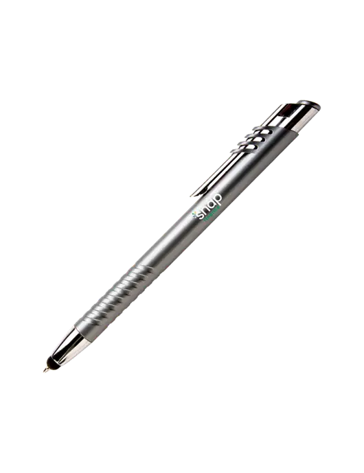 Schirhart Grey Stylus Pen - Blue Ink w/Snap Finance Logo