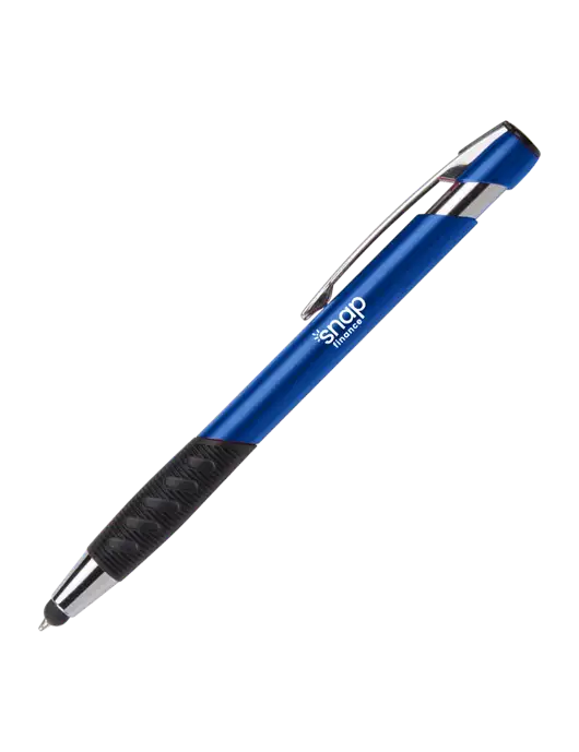 Alize Blue Stylus Black Ink Pen w/Snap Finance Logo