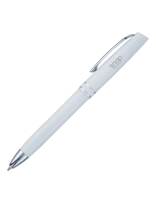 White Anguilla Black Ink Pen w/Snap Finance Logo