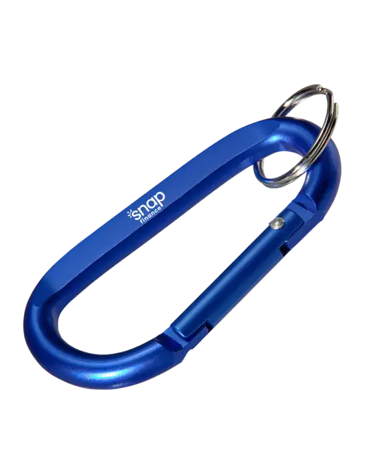 Blue Carabiner & Key Ring w/Snap Finance Logo