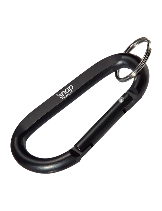 Black Carabiner & Key Ring w/Snap Finance Logo