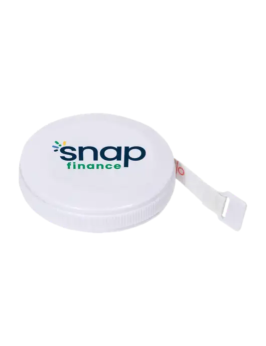 White Round Tape Measure w/Snap Finance Logo