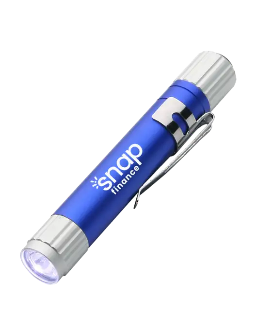 Blue Aluminum LED Penlight w/Snap Finance Logo