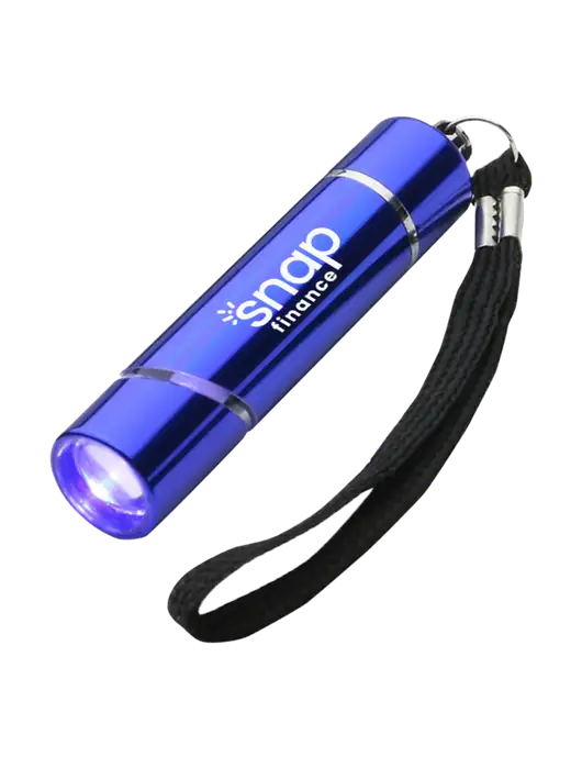 Blue Aluminum Scope LED Flashlight w/Snap Finance Logo