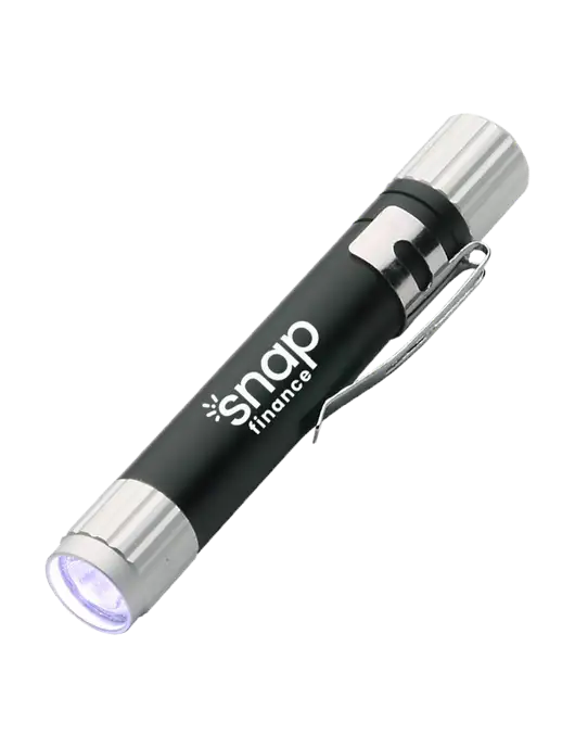 Black Aluminum LED Penlight w/Snap Finance Logo
