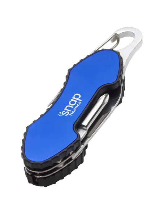Blue 6 in 1 Tool with Carabiner w/Snap Finance Logo