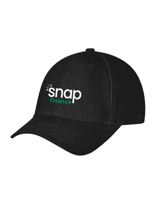 Black Structured Soft Snap Closure Hook & Loop Cap w/Snap Finance Logo