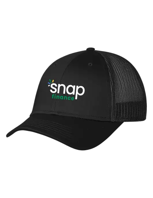 Black Mesh Trucker Cap Snap Back w/Snap Finance Logo
