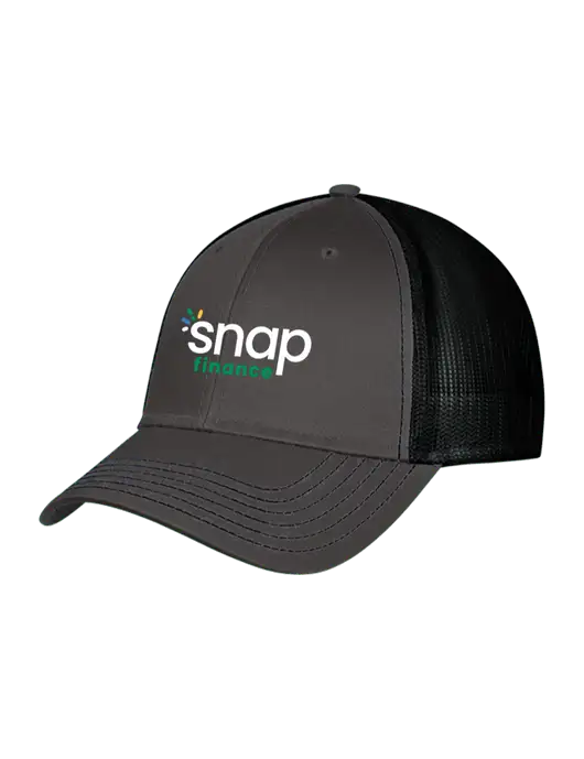 Charcoal & Black Mesh Trucker Cap Snap Back w/Snap Finance Logo