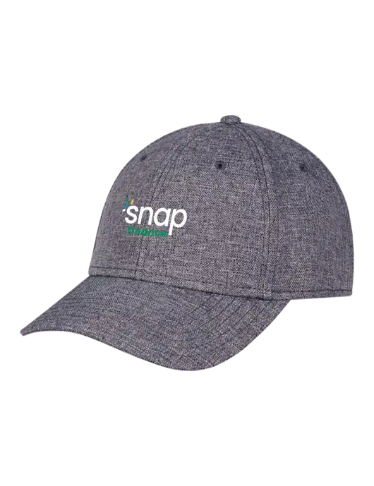 Heather Charcoal Structured Linen Look Cap Hook & Loop w/Snap Finance Logo